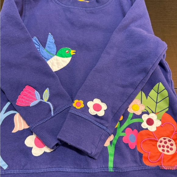 Mini Boden Girls Blue Embroidered Bird Floral Sweatshirt Size 6-7Y Cotton Spring - Picture 5 of 10